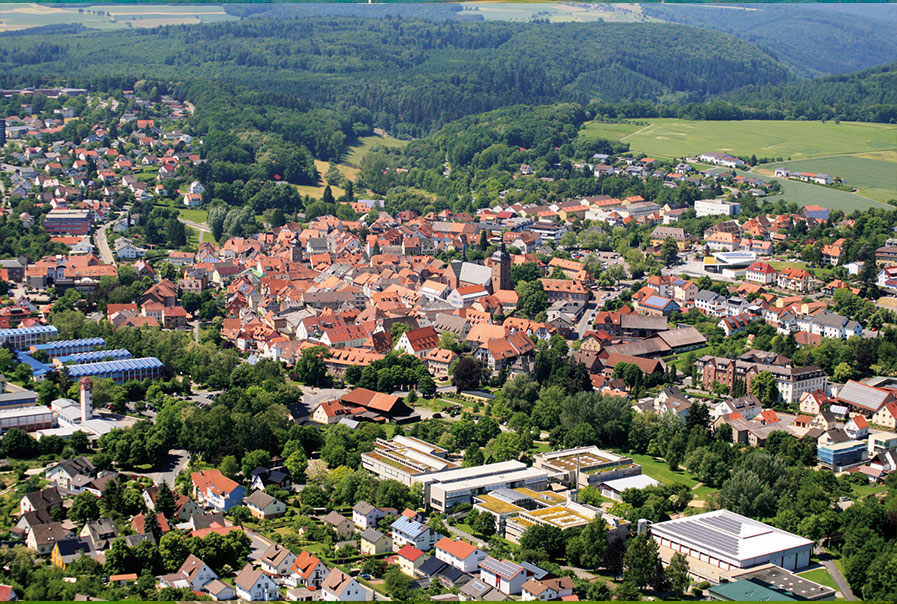 Luftaufnahme der Stadt Buchen
