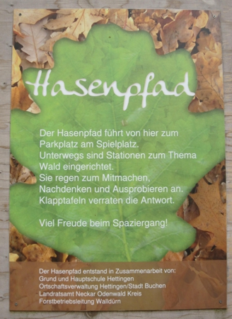 Beschreibungstafel auf dem Hasenpfad