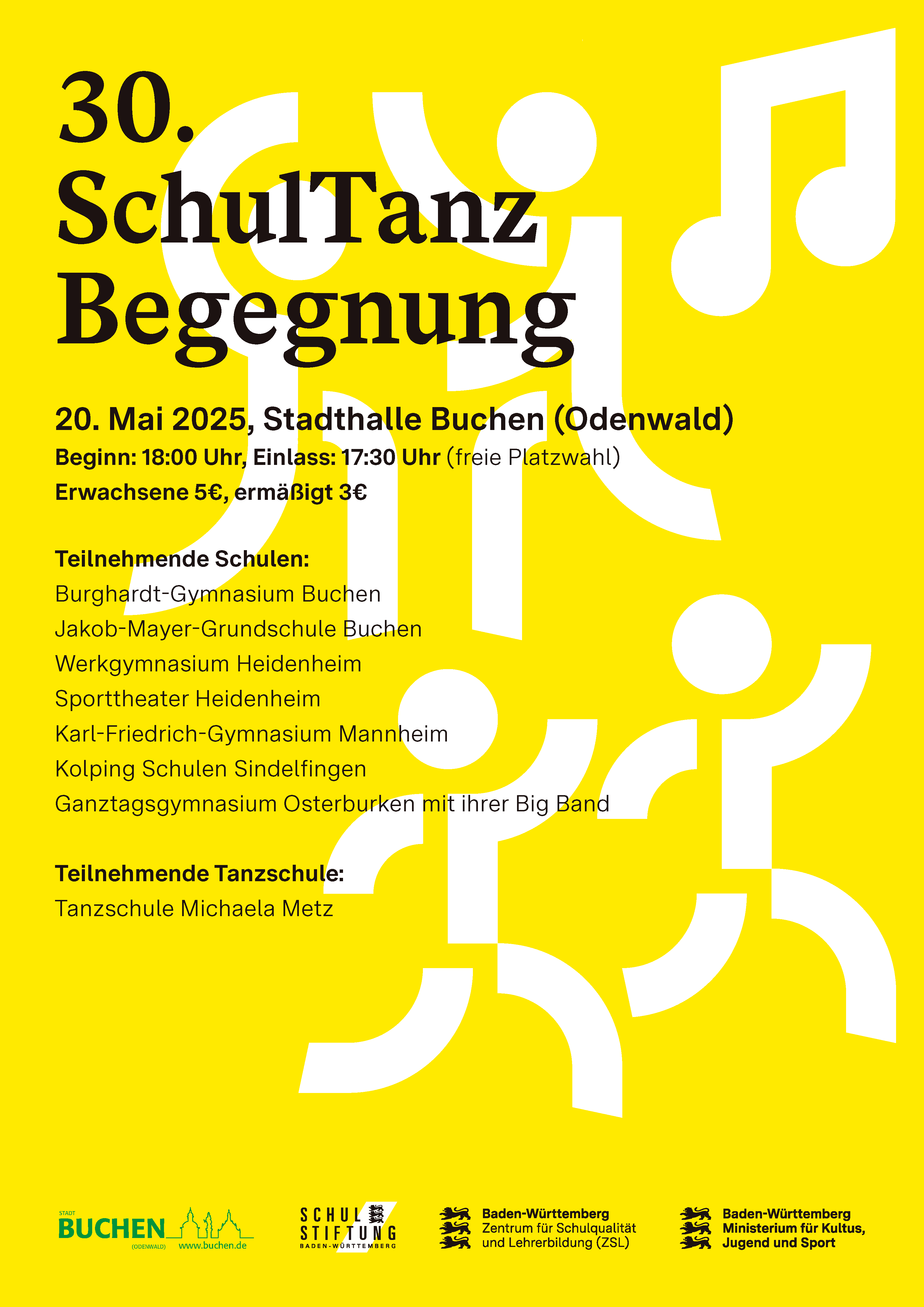 Schultanzbegegnung 20. Mai um 18.00 Uhr in der  Stadthalle Buchen 