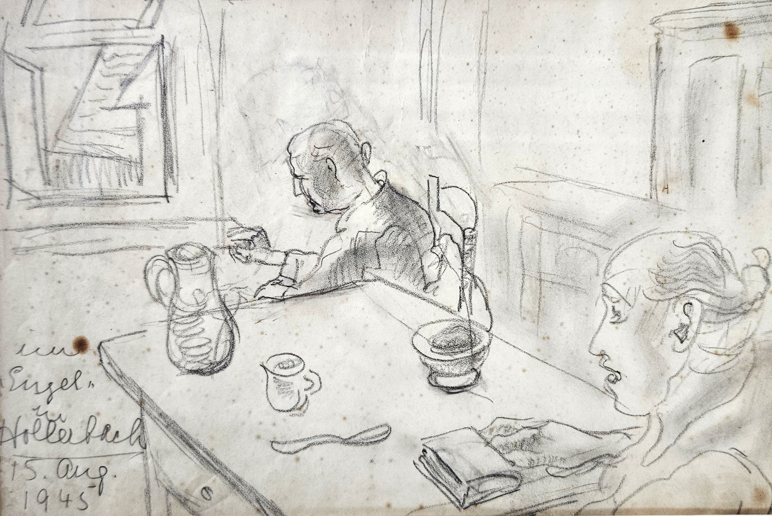 Grimm - Im Engel Hollerbach mit Frau Schwab (Foto: Stadtarchiv Buchen)