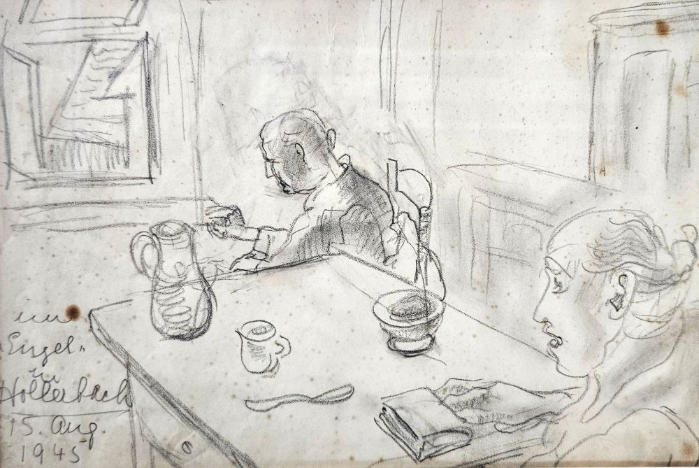 Grimm - Im Engel Hollerbach mit Frau Schwab (Foto: Stadtarchiv Buchen)