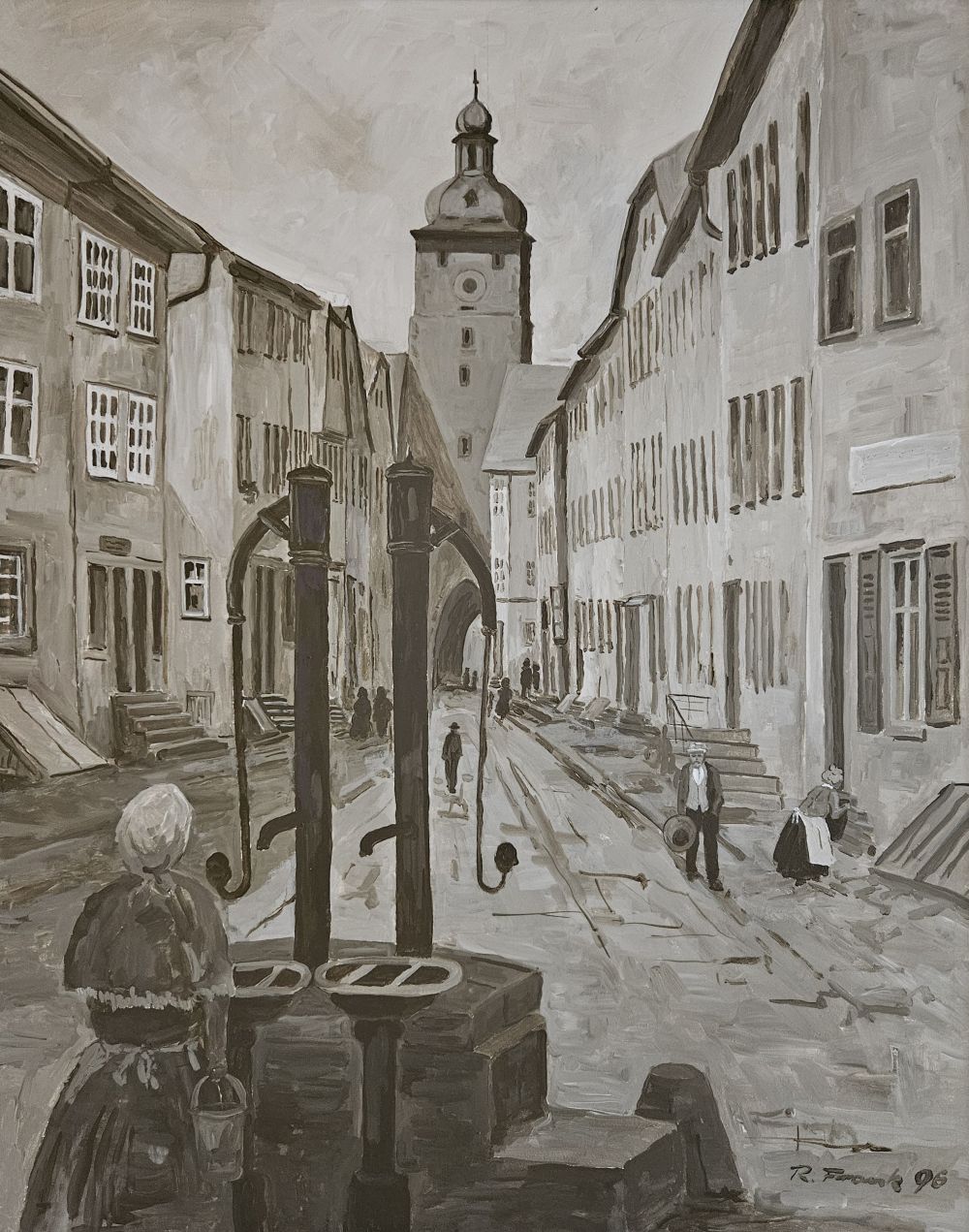 Frank - Marktstraße mit Stadtturm (Foto: Stadtarchiv Buchen)