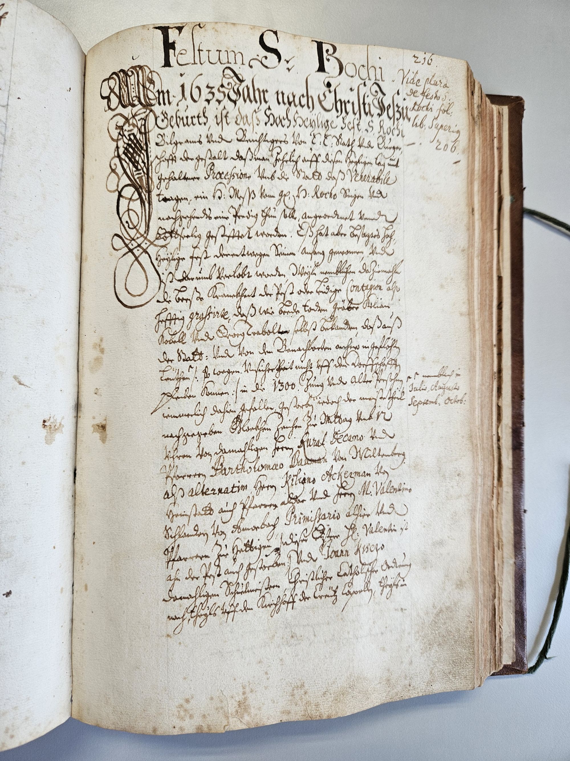 Das Rochusgelübde von 1635 im Jurisdictionalbuch. Foto: Stadtarchiv Buchen
