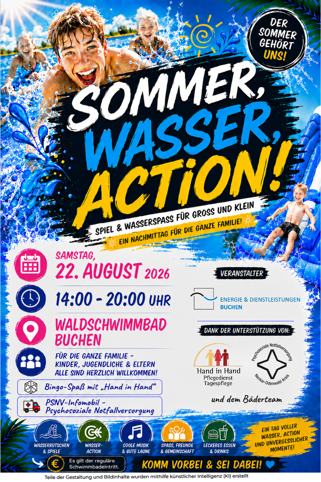 Sommer, Wasser, Action im Waldschwimmbad Buchen Sommer, Wasser, Action im Waldschwimmbad Buchen