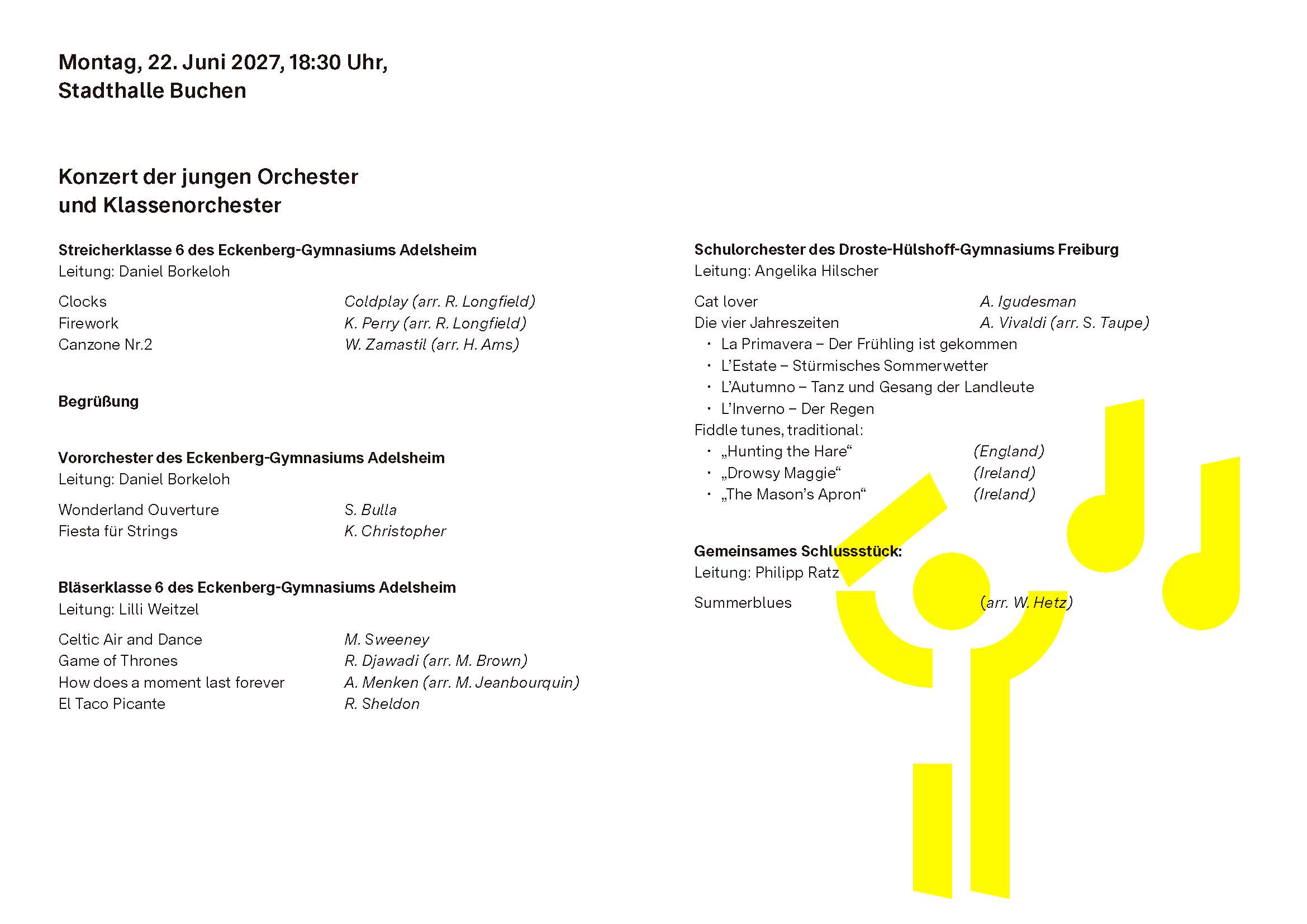 Programm Schulorchestertage Programm Schulorchestertage