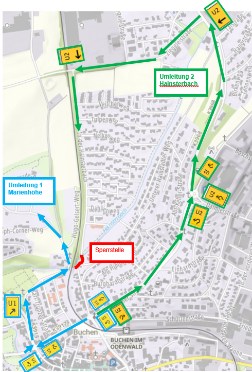 Umleitungsplan Hainsterbach